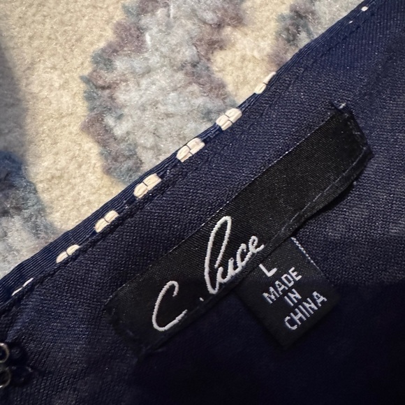 C. Luce Navy and cream Polka Dot Dress - Picture 9 of 11